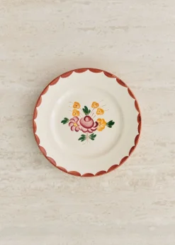 Sezane Assiettes à Dessert Anciennes, Crème Fleuries- La Sélection Vintage