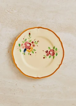 Sezane Assiettes à Dessert Anciennes, Crème Fleuries- La Sélection Vintage