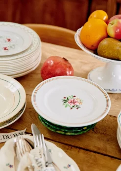 Sezane Assiettes à Dessert Anciennes, Crème Fleuries- La Sélection Vintage