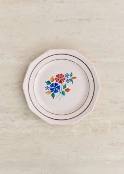 Sezane Assiettes à Dessert Anciennes, Crème Fleuries- La Sélection Vintage