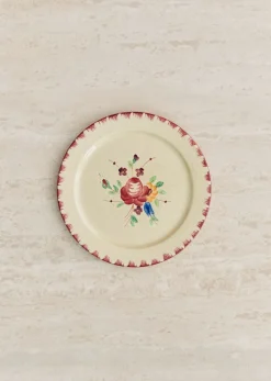 Sezane Assiettes à Dessert Anciennes, Crème Fleuries- La Sélection Vintage