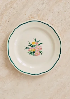 Sezane Assiettes à Dessert Anciennes, Crème Fleuries- La Sélection Vintage