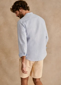 Sezane Chemise Benny Coton Lin- Chemises col mao|Chemises rayures