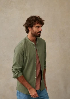 Sezane Chemise Benny Coton Lin- Chemises col mao|Chemises rayures
