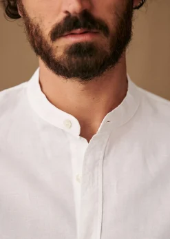 Sezane Chemise Benny Coton Lin- Chemises col mao|Chemises rayures