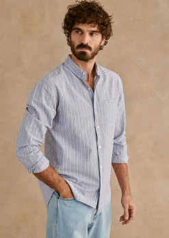 Sezane Chemise Charlie Coton Lin- Chemises rayures|Chemises coton lin
