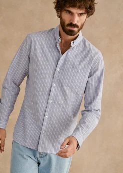 Sezane Chemise Charlie Coton Lin- Chemises rayures|Chemises coton lin