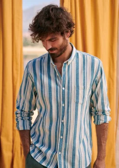 Sezane Chemise Charlie Coton Lin- Chemises rayures|Chemises coton lin