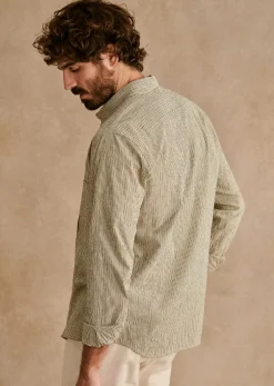 Sezane Chemise Charlie Seersucker Coton Lin- Chemises rayures|Chemises seersucker