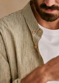 Sezane Chemise Charlie Seersucker Coton Lin- Chemises rayures|Chemises seersucker