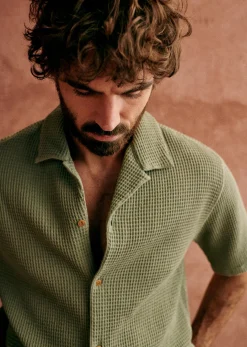 Sezane Chemise Holt Gaufrée- Chemises manches courtes