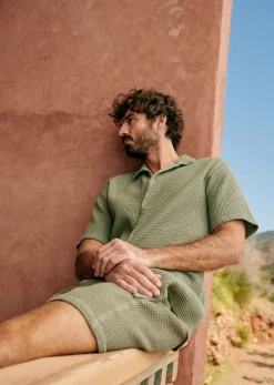 Sezane Chemise Holt Gaufrée- Chemises manches courtes