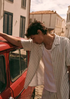 Sezane Chemise Holt Texturée- Chemises rayures|Chemises manches courtes