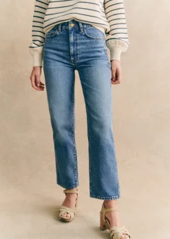 Sezane Pantalon L'iconique Droit- Denim|Denim