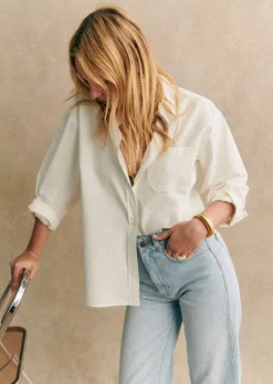Sezane Pantalon L'iconique Droit- Denim|Denim