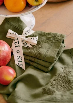 Sezane Set De 4 Serviettes - Fleurs Brodées- Les Tissus|La Vaisselle