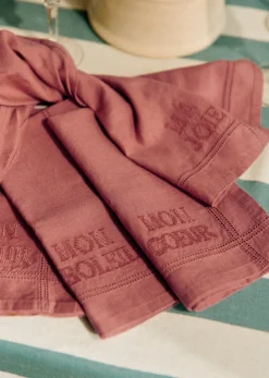 Sezane Set De 4 Serviettes - Les Mots Brodés- Les Tissus|La Vaisselle