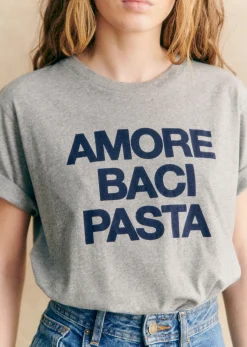 Sezane T-Shirt Amore Baci Pasta- T-shirts