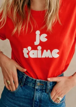 Sezane T-Shirt Je T'aime - Création Rose- T-shirts