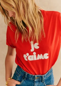 Sezane T-Shirt Je T'aime - Création Rose- T-shirts