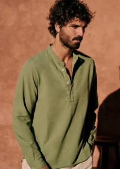 Sezane Tunique Buster- Chemises col mao|Chemises rayures