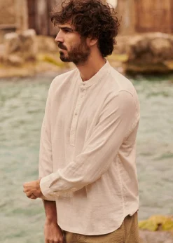 Sezane Tunique Buster- Chemises col mao|Chemises rayures